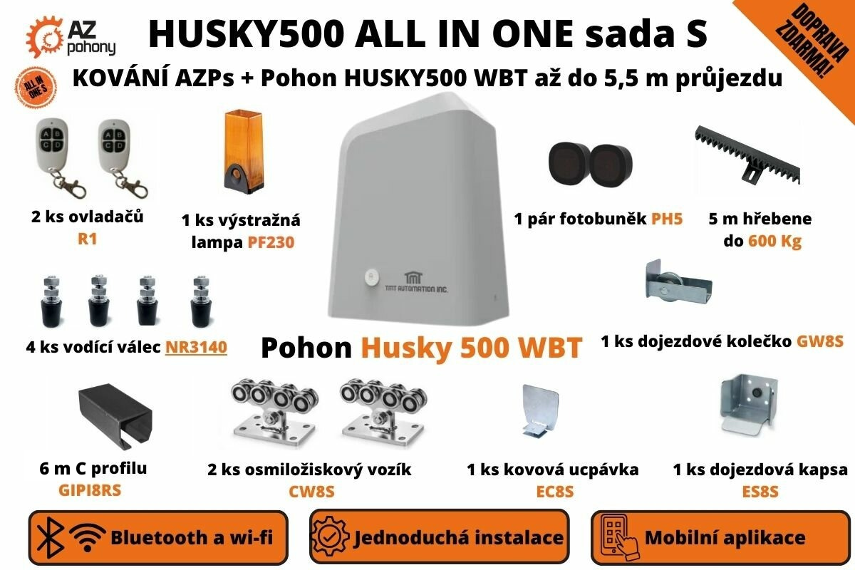 HUSKY500 ALL IN ONE sada S - KOVÁNÍ AZPs + Pohon HUSKY500 WBT až do 5,5 m průjezdu (s možností výběru pohonu)