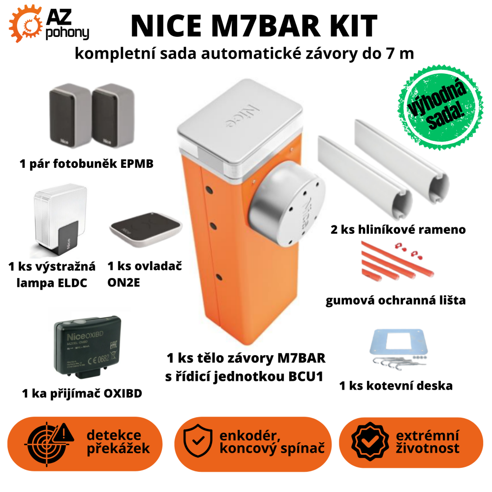 NICE M7BAR KIT – kompletní sada automatické závory do 7 m