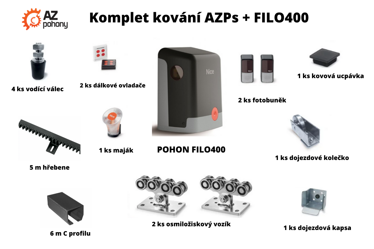 Sada kování AZPs + pohon FILO400 až do 5,5 m průjezdu