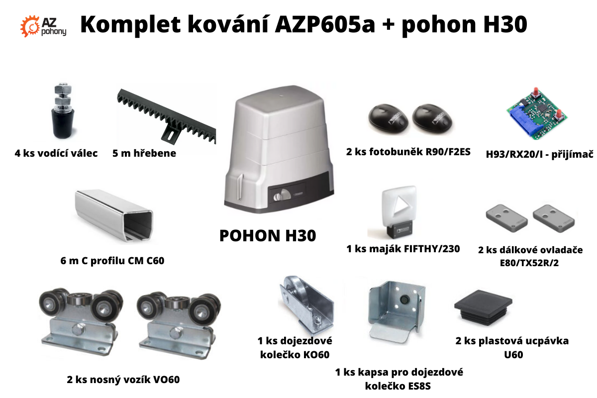 Sada kování AZP605a + pohon H30 až do 5,5 m průjezdu