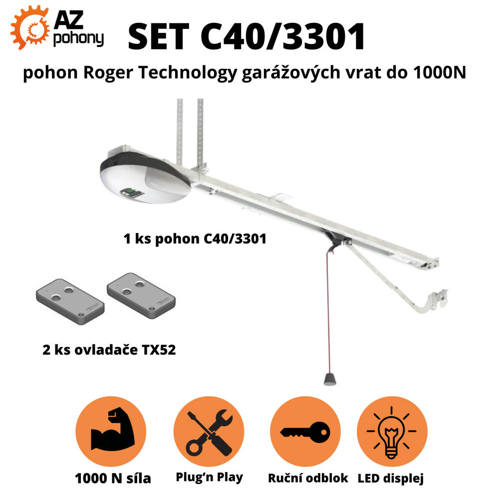 SET C40/3301 - pohon Roger Technology garážových vrat do 1000N