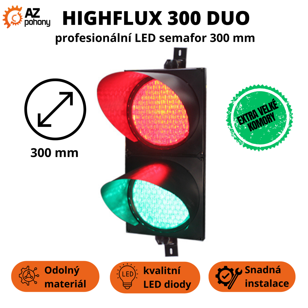HighFlux 300 Duo – profesionální LED semafor 300 mm (červená + zelená)
