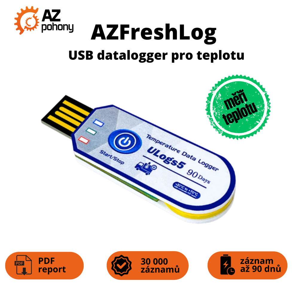 AZFreshLog - autonomní datalogger teploty – 30 000 záznamů (90 dnů)