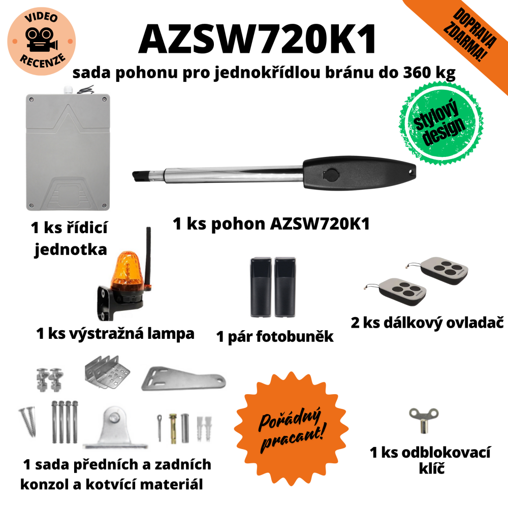 AZSW720K1 - sada pohonu pro jednokřídlou bránu do 360 kg