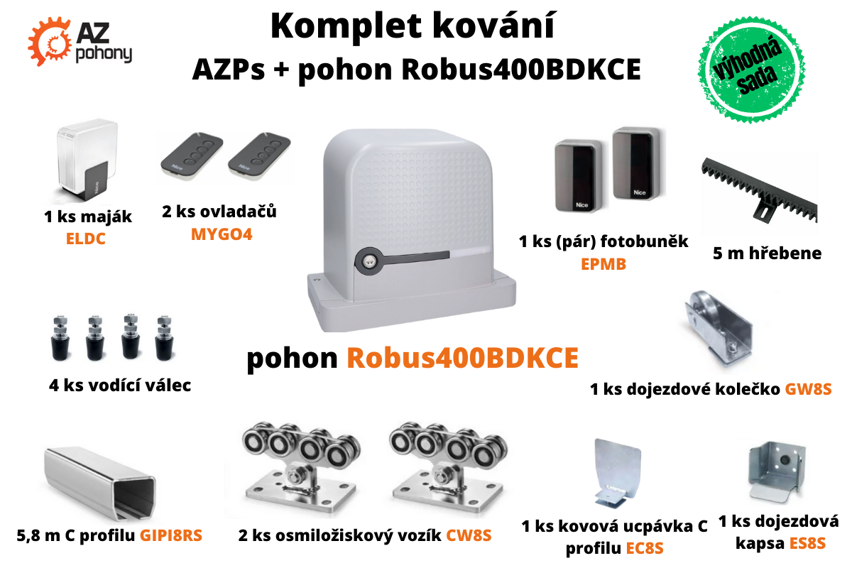 Sada kování AZPs + pohon ROBUS400BDKCE až do 5,5 m průjezdu