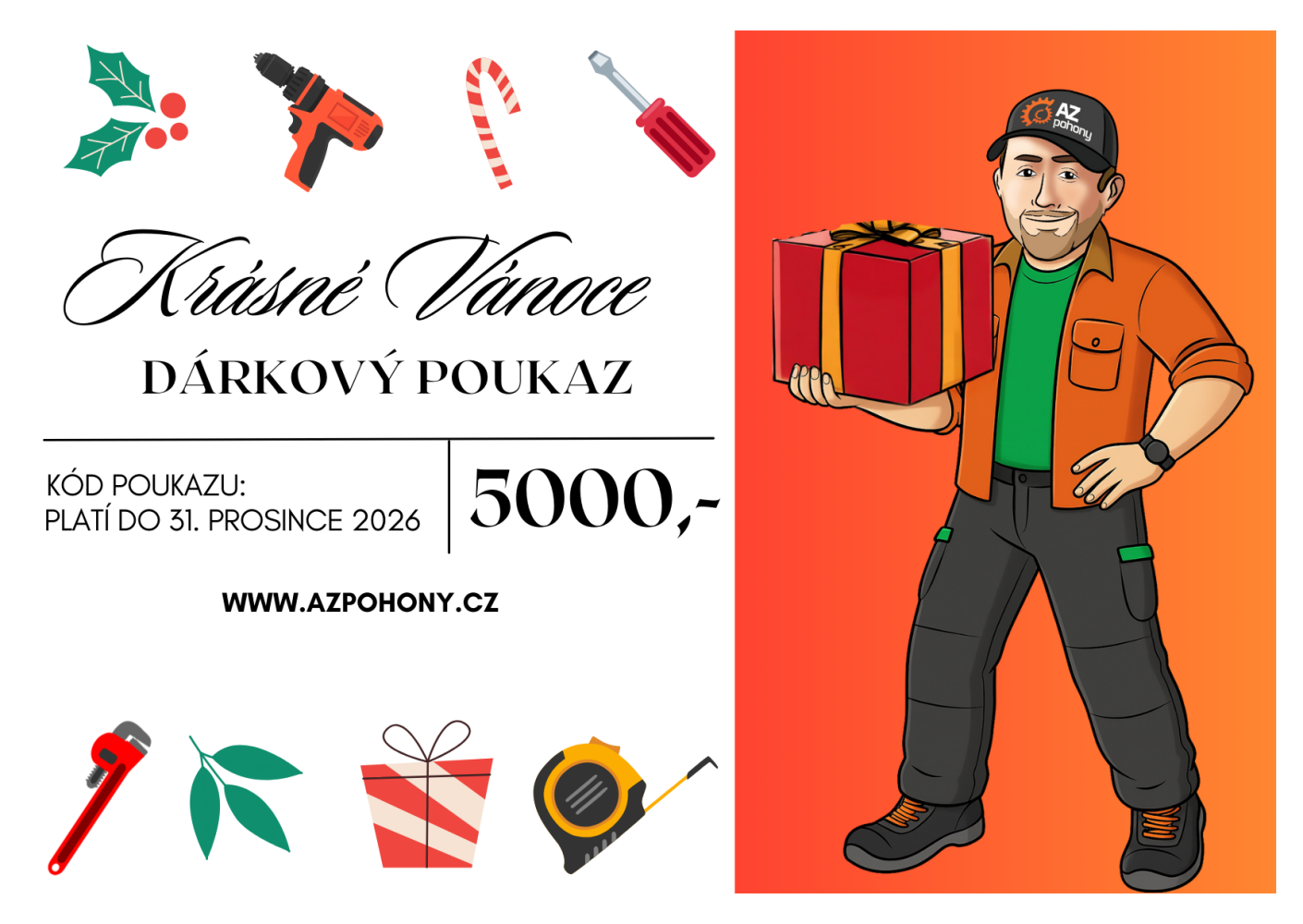 Vánoční poukaz v hodnotě 5000 Kč - darujte kutilům Vánoce plné radosti