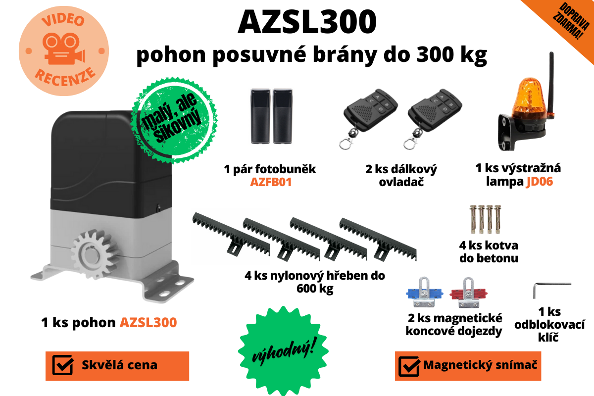 AZSL300 - pohon posuvné brány do 300 kg