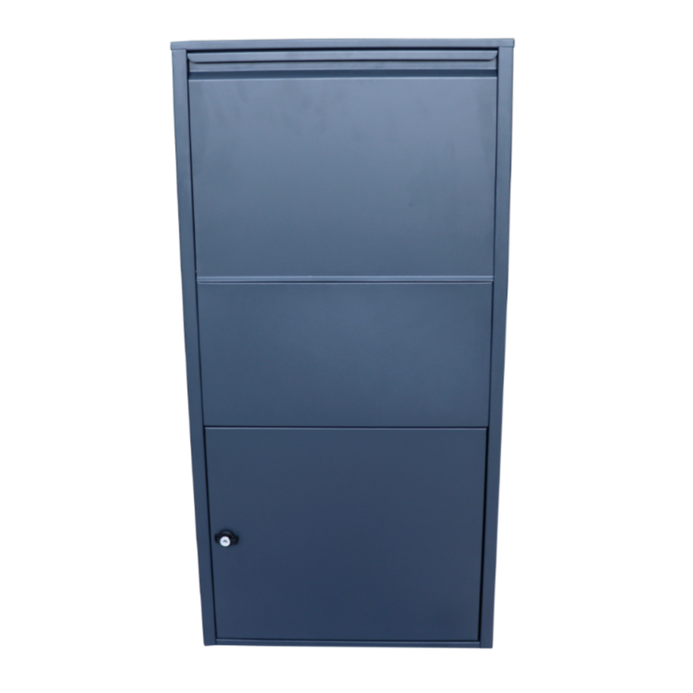 Box na balíky (440x220x880mm) s přepadovou lištou na ochranu balíků, tloušťka 0.8mm), Max. velikost balíku: 360x170x260mm, barva: RAL 7016 (antracit)