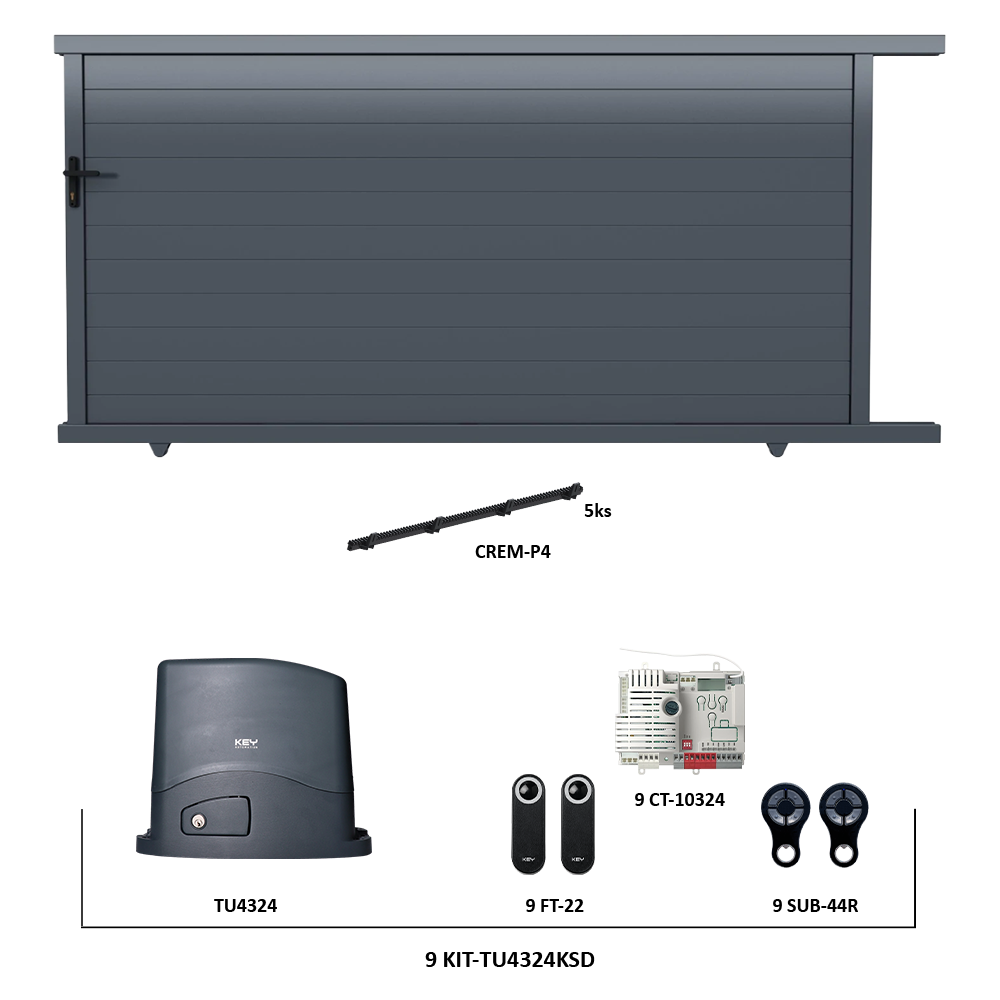 Posuvná hliníková brána 4000 x 1862 mm s pohonem TU4324KSD