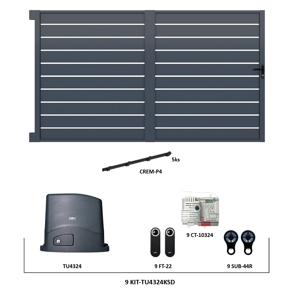 Posuvná hliníková brána 4000 x 1803 mm s pohonem TU4324KSD