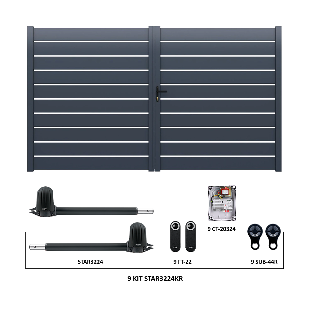 Křídlová brána, hliníková, 4000 x 1803 mm s pohonem STAR3224KR