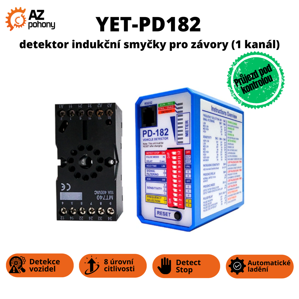 YET-PD182 – detektor indukční smyčky pro závory (1 kanál)