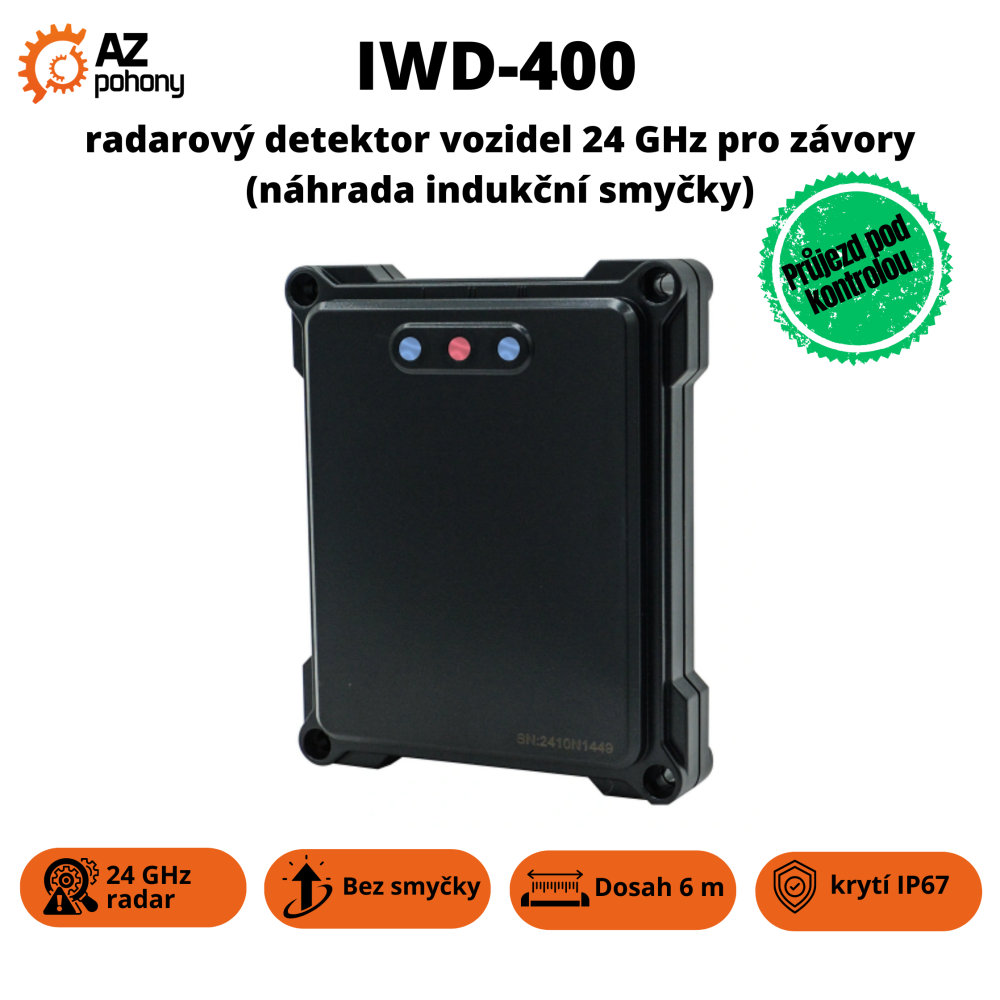 IWD-400 – radarový detektor vozidel 24 GHz pro závory (náhrada indukční smyčky)