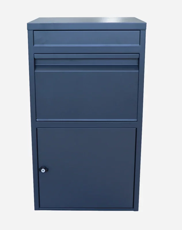 Box na balíky (410x385x720mm) s přepadovou lištou na ochranu balíků, tloušťka 0.8mm) velikost balíku: 320x300x180mm, barva: RAL 7016 (antracit)