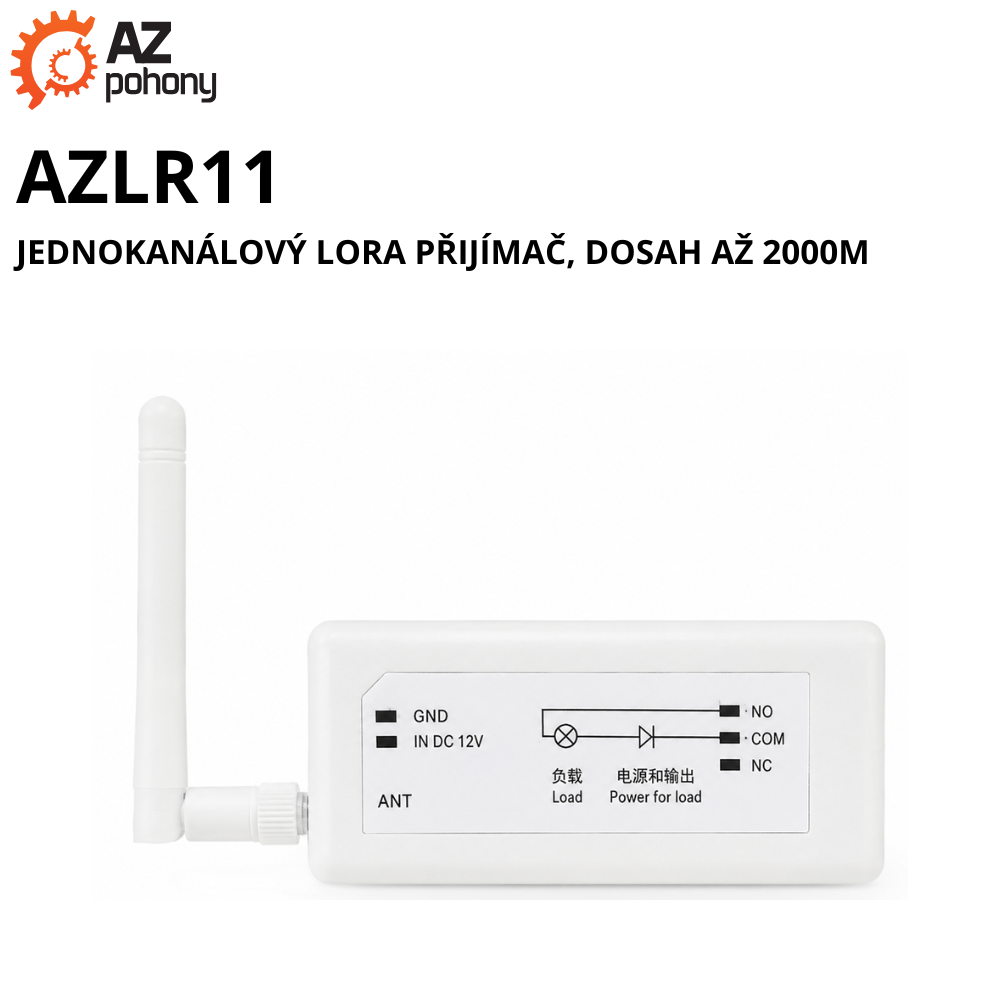 AZLR11 - Jednokanálový LoRa přijímač, dosah až 2000m