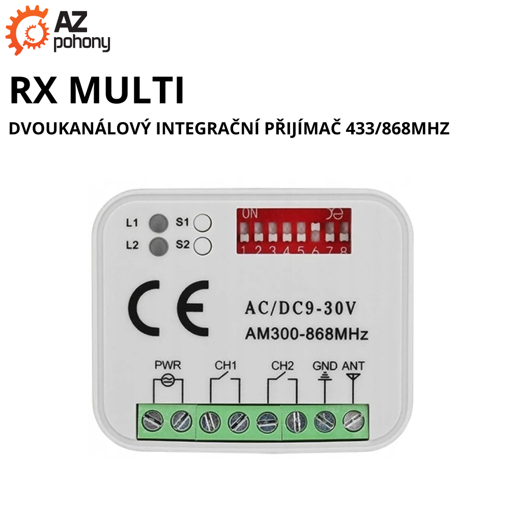 RX MULTI - dvoukanálový integrační přijímač 433/868MHz