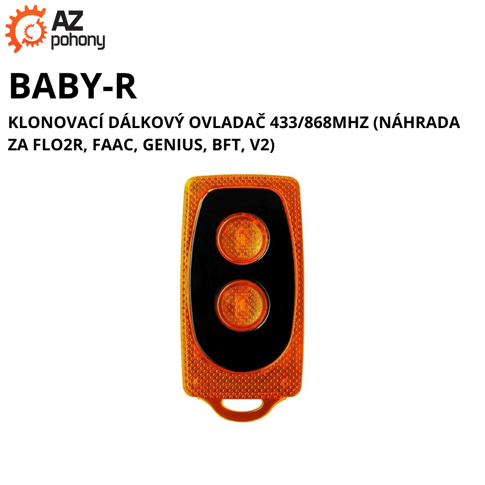 BABY-R - klonovací dálkový ovladač 433/868MHz (náhrada za FLO2R, FAAC, GENIUS, BFT, V2)