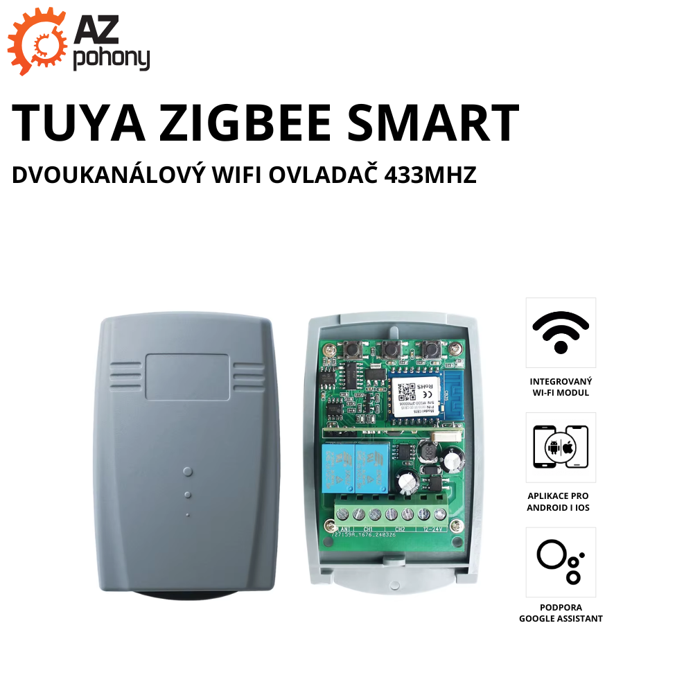Tuya Zigbee Smart - dvoukanálový WiFi ovladač 433MHz