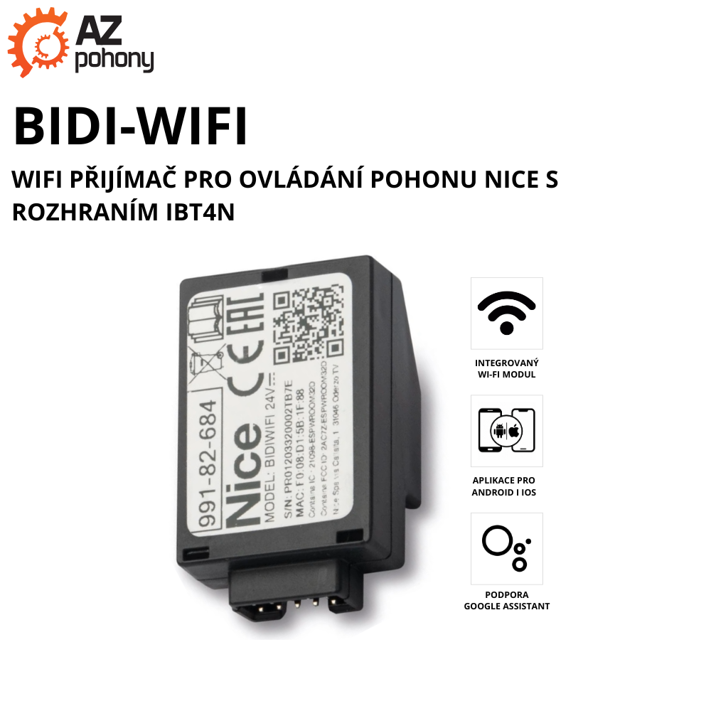 BIDIWIFI - WIFI přijímač pro ovládání pohonu NICE s rozhraním IBT4N
