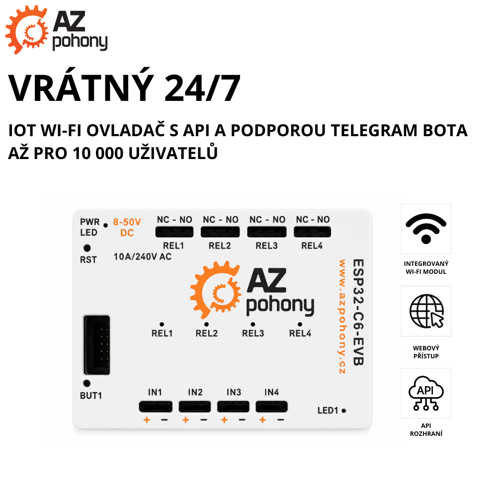 Vrátný 24/7 - IoT Wi-Fi ovladač s API a podporou Telegram Bota až pro 10 000 uživatelů