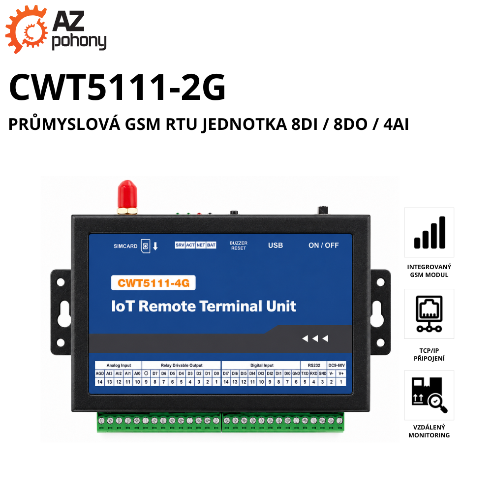 CWT5111-2G - Průmyslová GSM RTU jednotka 8DI / 8DO / 4AI