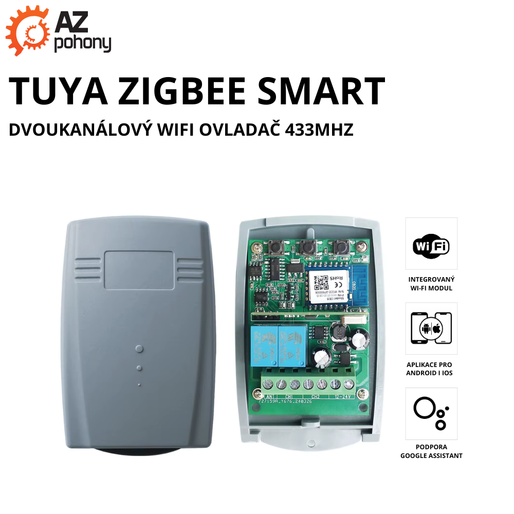 Tuya Zigbee Smart - dvoukanálový WiFi ovladač 433MHz