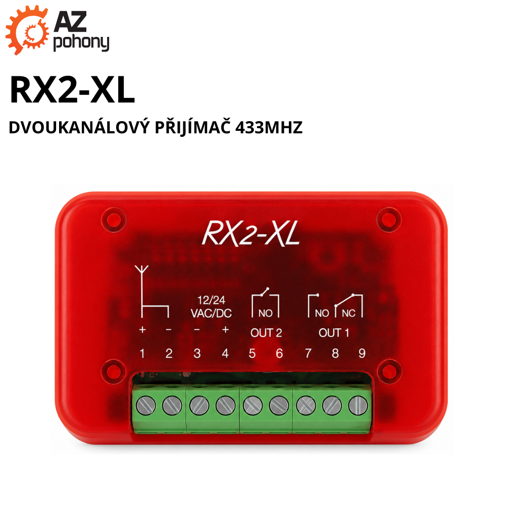 RX2XL - dvoukanálový přijímač 433MHz