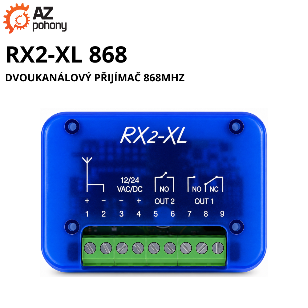 RX2XL868 - dvoukanálový přijímač 868MHz