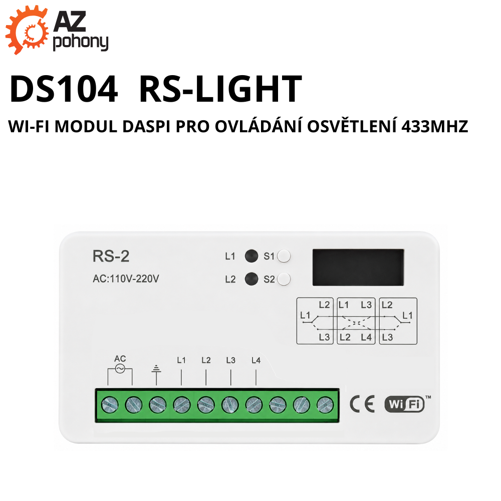 DS104  RS-LIGHT - Wi-Fi modul Daspi pro ovládání osvětlení 433MHZ