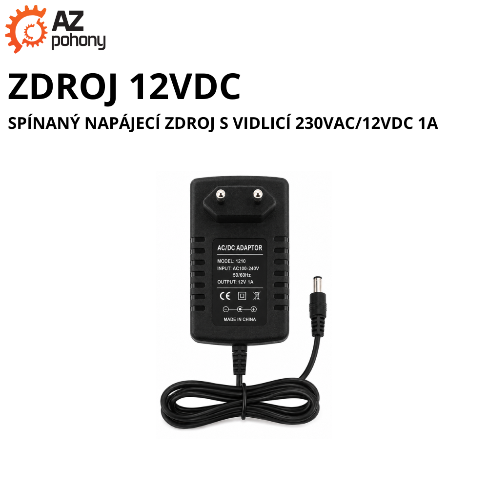 ZDROJ 12VDC - spínaný napájecí zdroj s vidlicí 230VAC/12VDC 1A