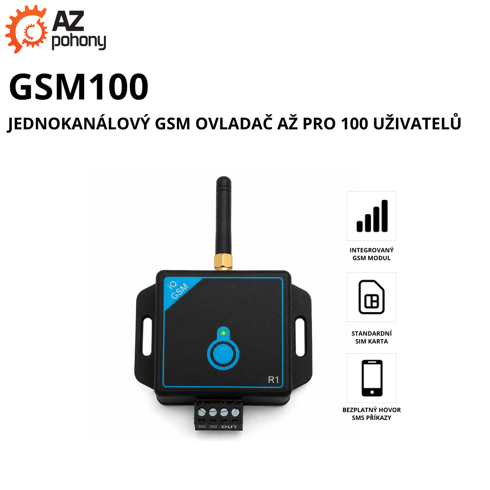 GSM100 - GSM ovladač s 1 výstupem aŽ pro 100 uživatelů