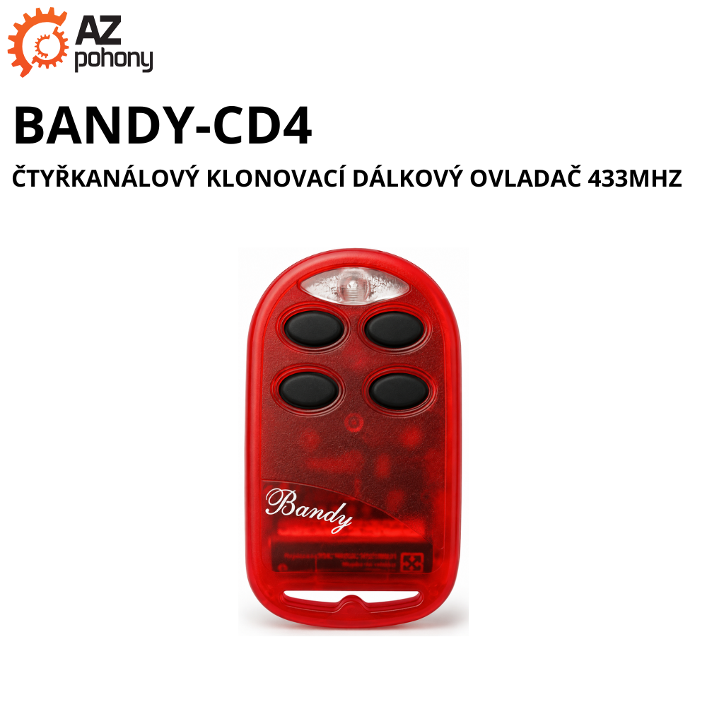 BANDY-CD4 - čtyřkanálový klonovací dálkový ovladač 433/868MHz