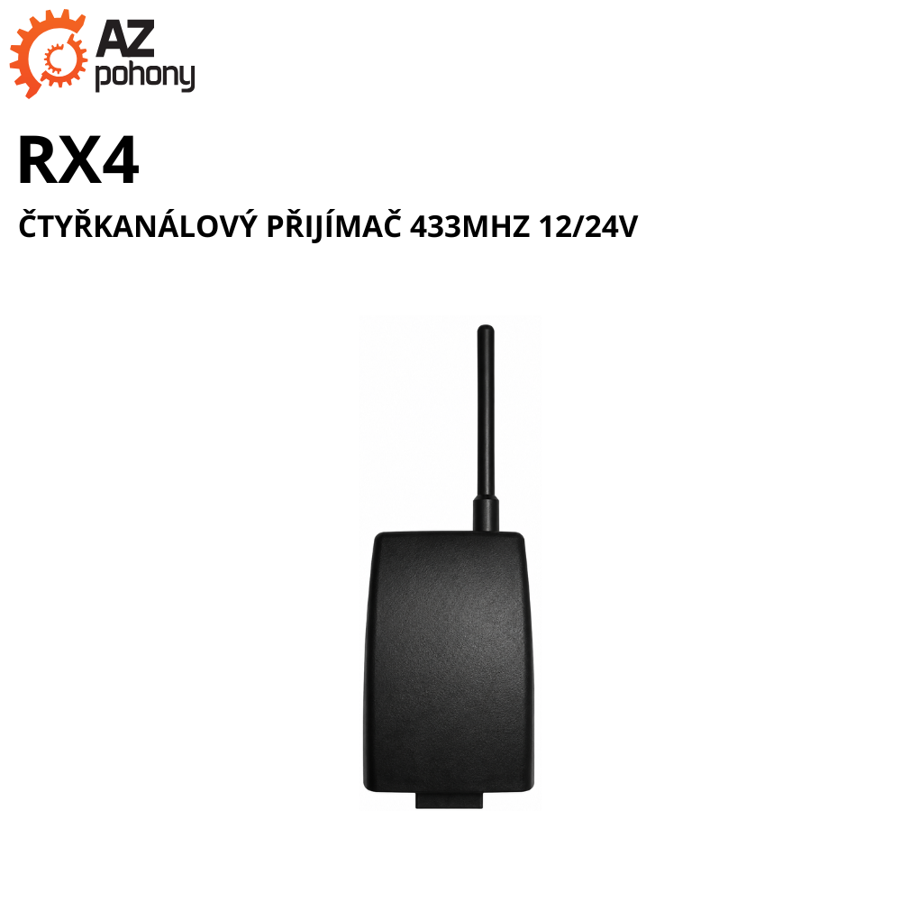 RX4 - čtyřkanálový přijímač 433MHz 12/24V