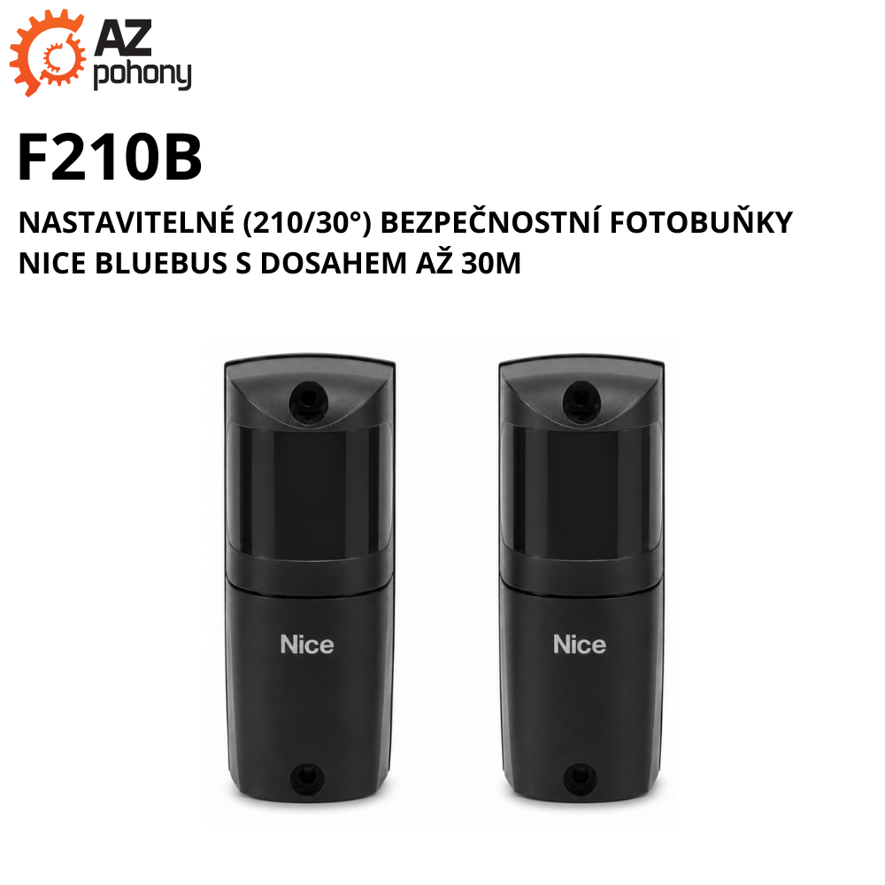 F210B - nastavitelné (210/30°) bezpečnostní fotobuňky NICE BlueBus s dosahem až 30m