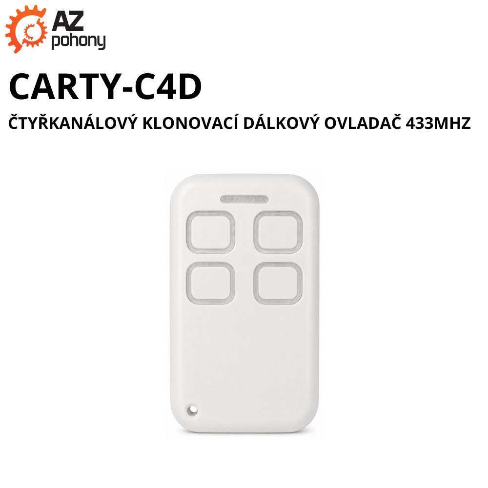CARTY-C4D - čtyřkanálový klonovací dálkový ovladač 433MHz, bílý