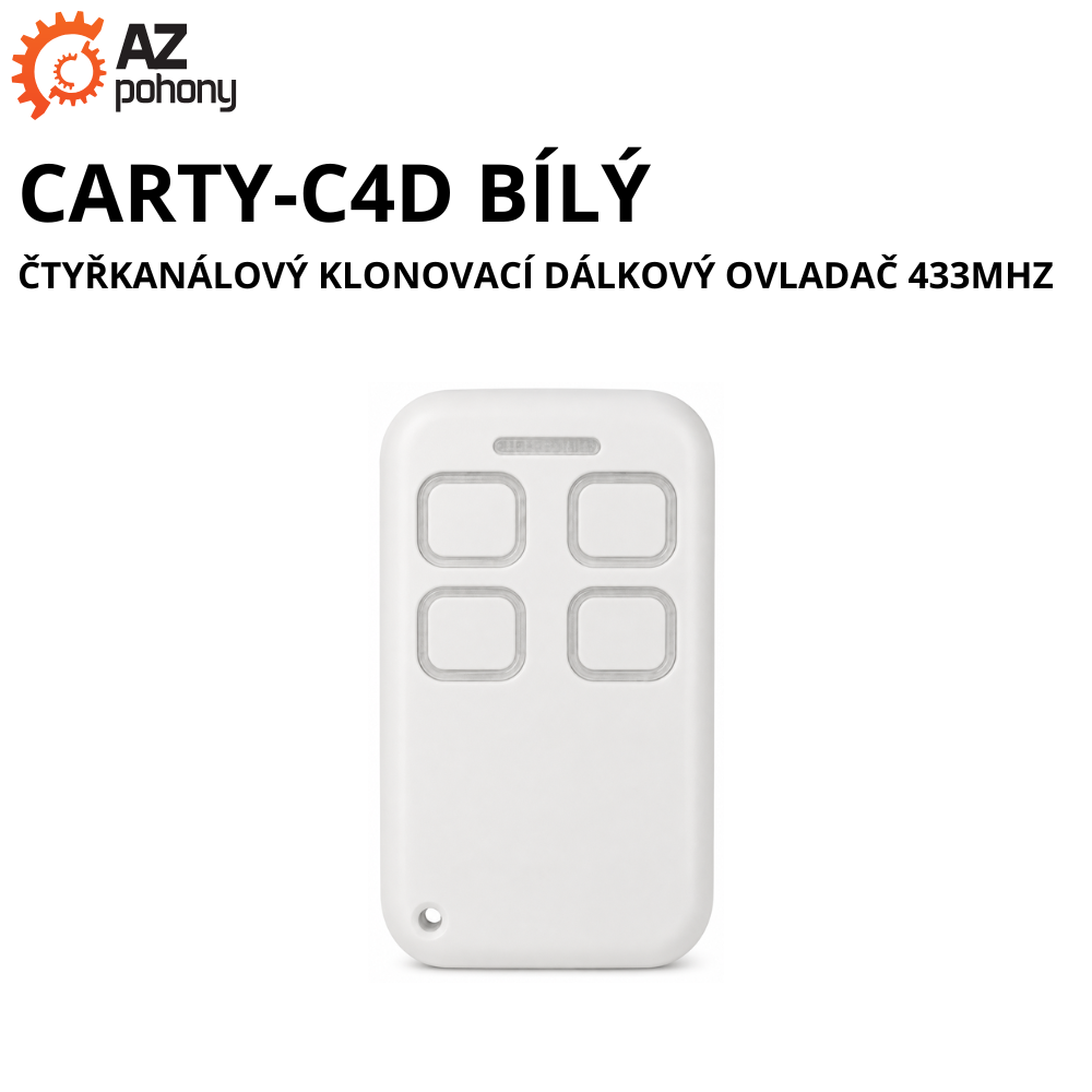 CARTY-C4D BÍLÝ - čtyřkanálový klonovací dálkový ovladač 433MHz
