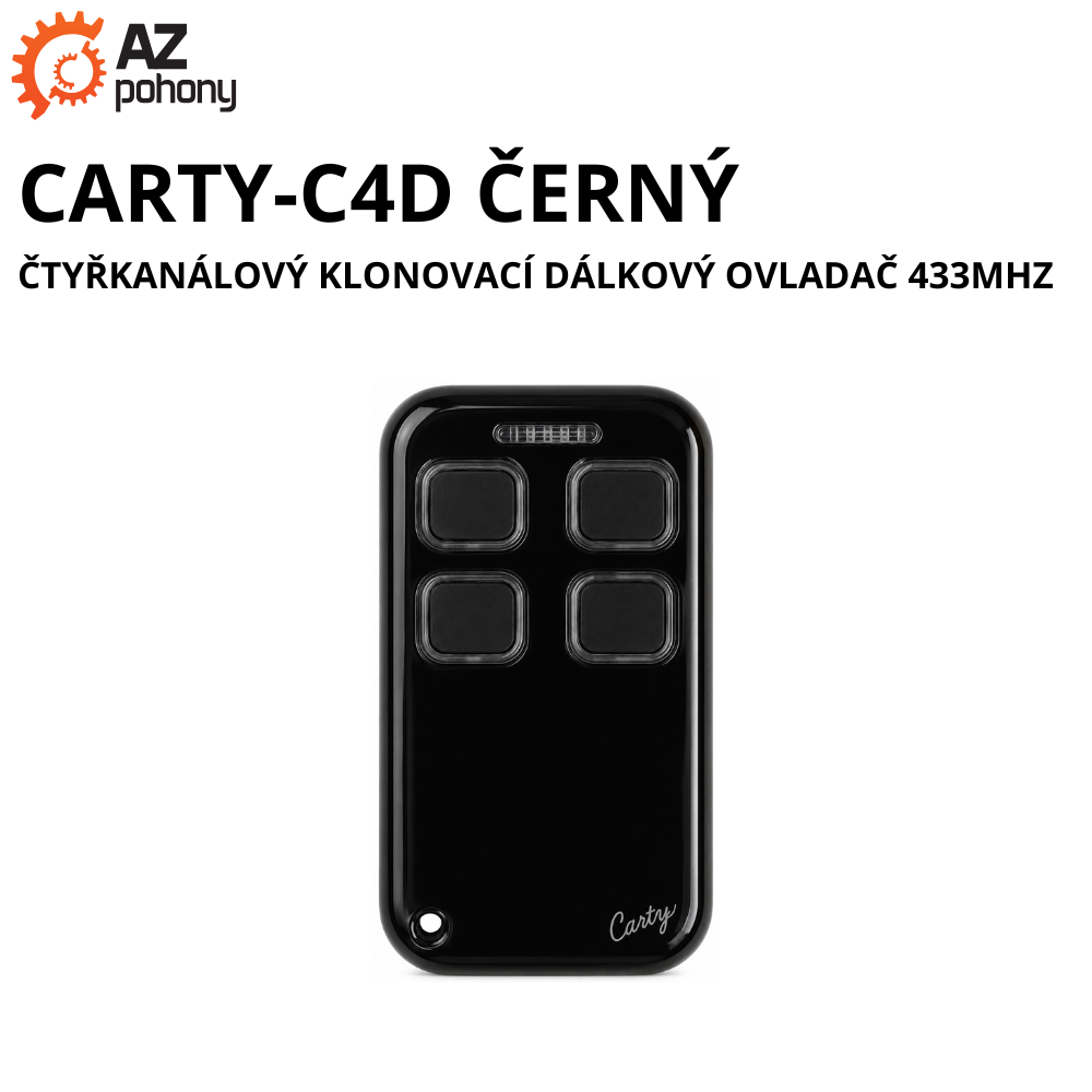 CARTY-C4D ČERNÝ - čtyřkanálový klonovací dálkový ovladač 433MHz