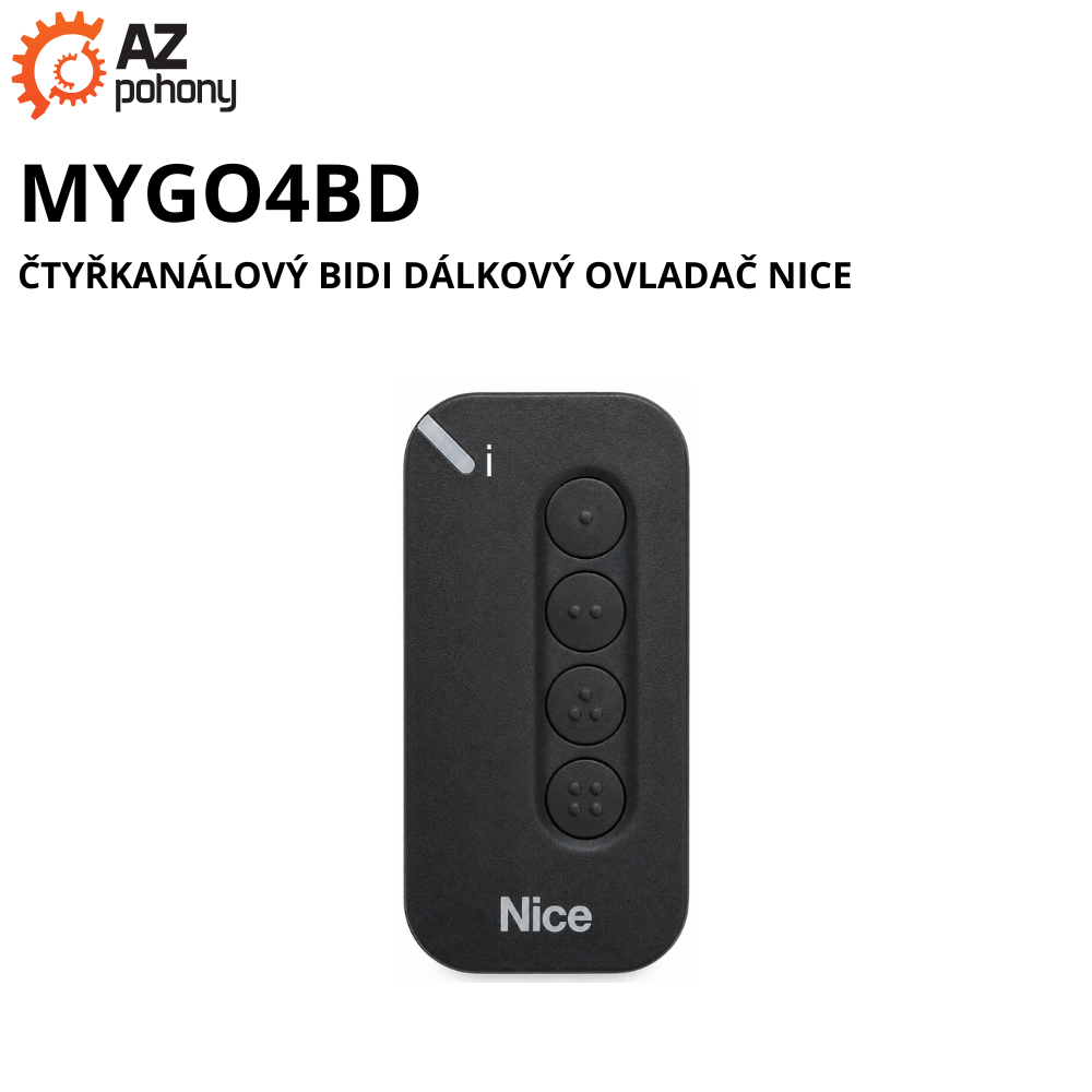 MYGO4BD - čtyřkanálový BIDI dálkový ovladač Nice