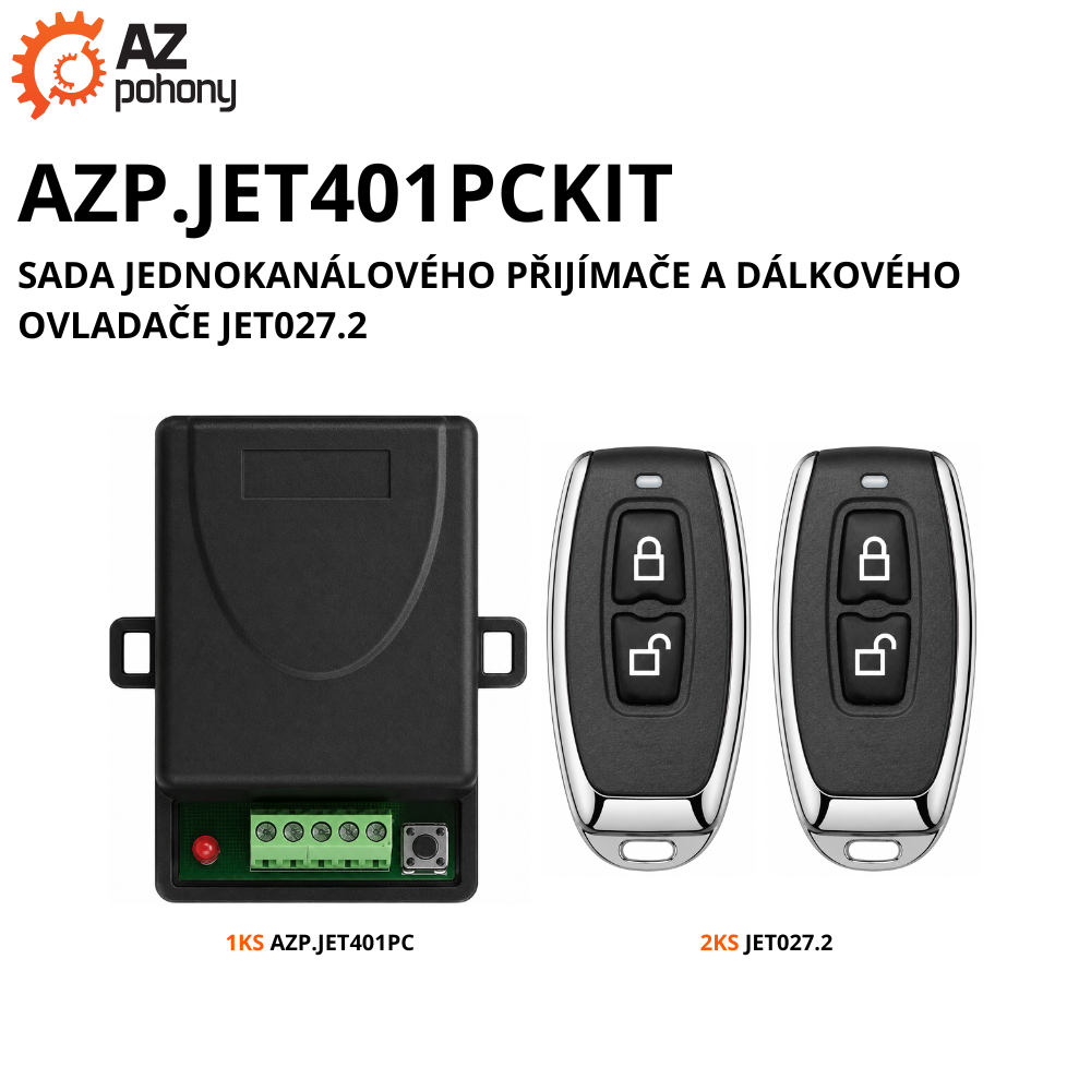 AZP.JET401PCKIT - sada jednokanálového přijímače a dálkového ovladače JET027.2