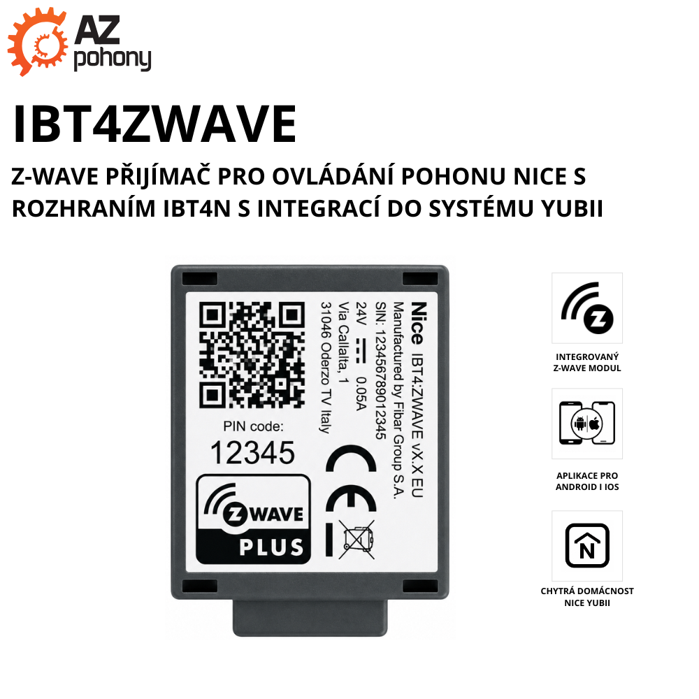IBT4ZWAVE Nice BiDi ZWave modul pro instalaci do řídicích jednotek pohonů NICE a NICEHOME