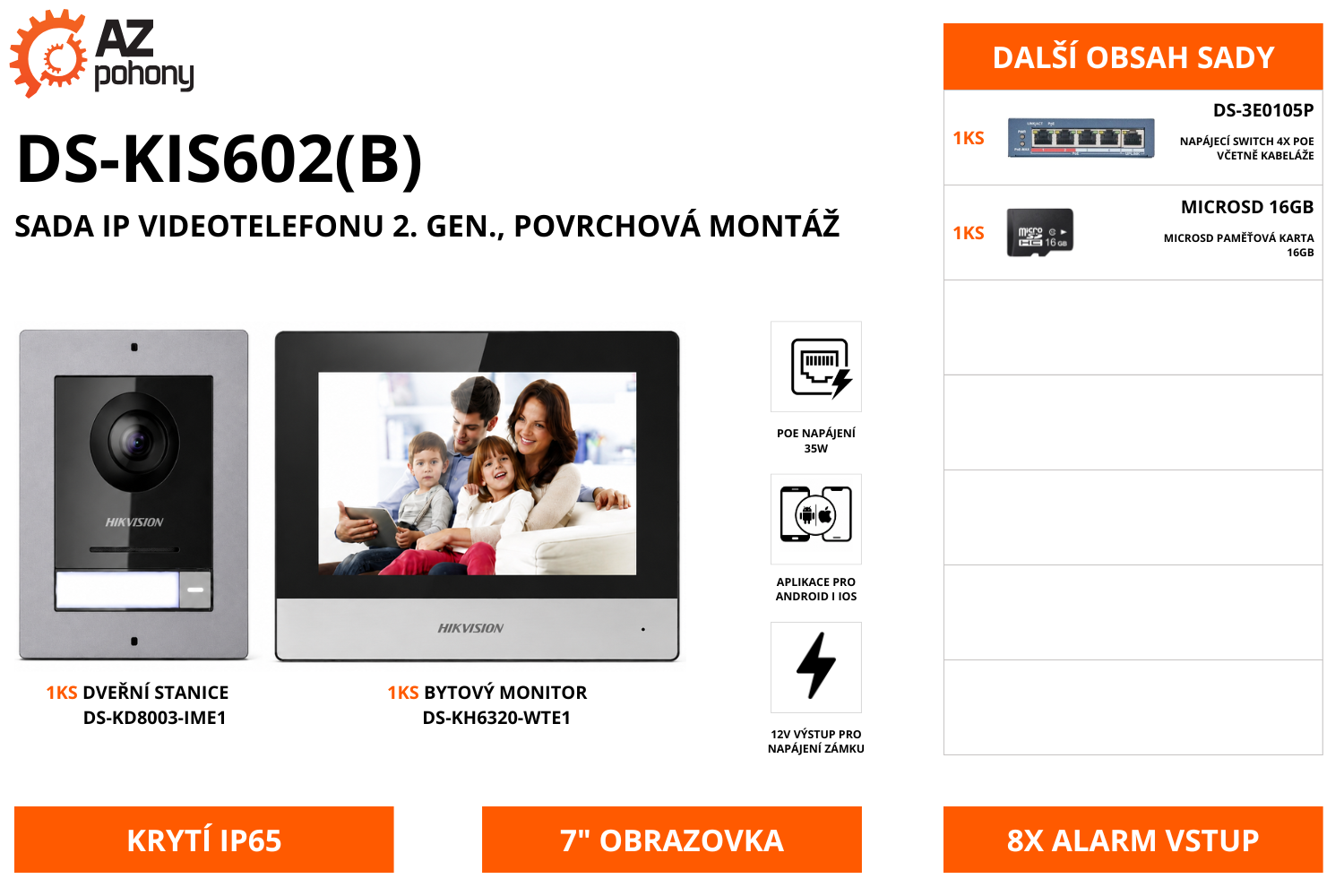 DS-KIS602(B) - sada IP videotelefonu 2. gen., povrchová montáž