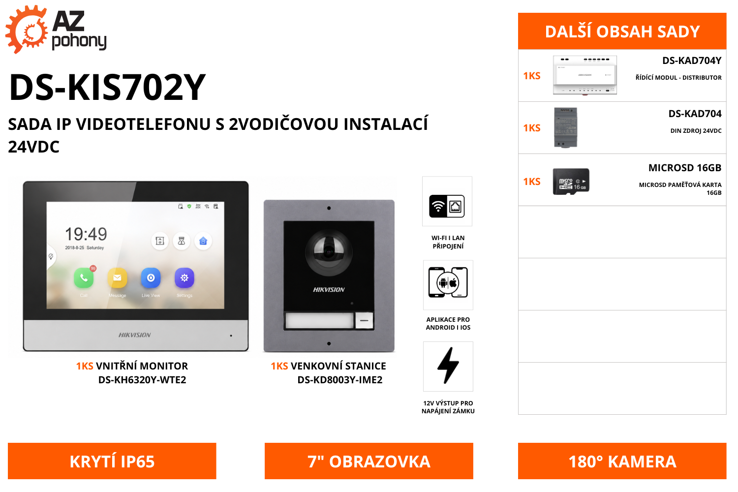 DS-KIS702Y - sada IP videotelefonu s 2vodičovou instalací 24VDC
