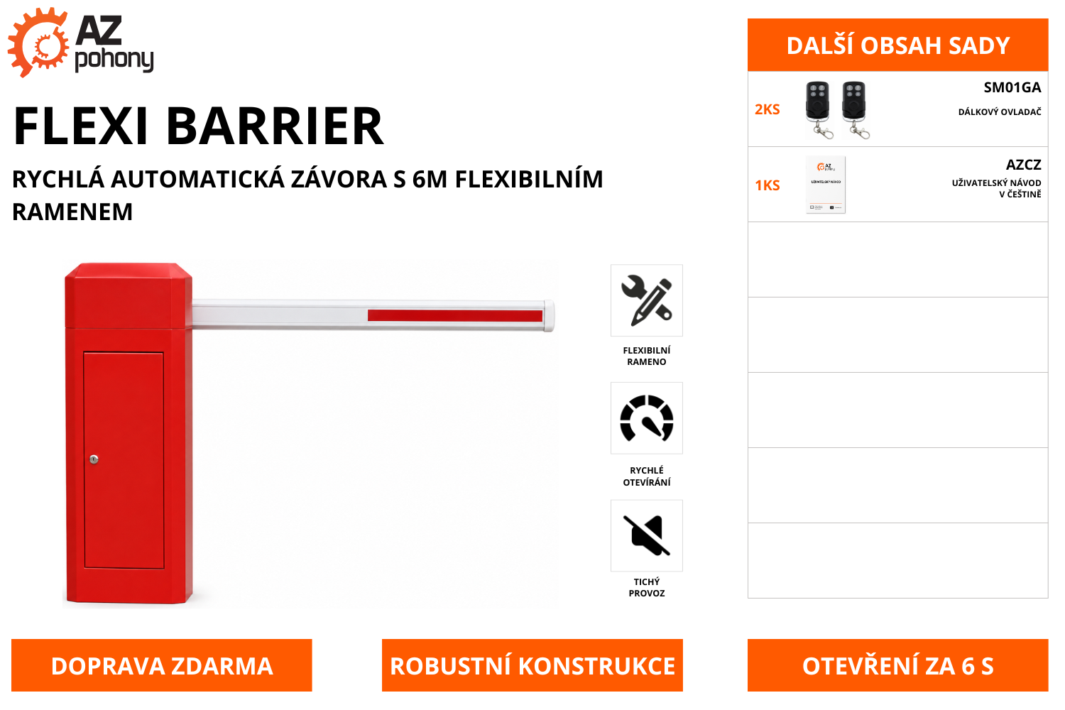 FLEXI BARRIER - rychlá automatická závora s 6m flexibilním ramenem