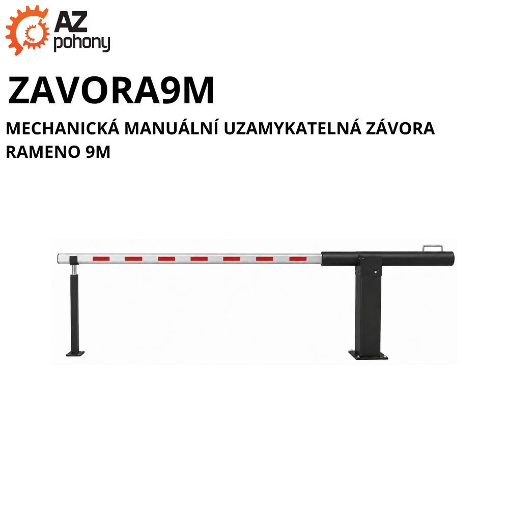 ZAVORA9M - mechanická manuální uzamykatelná závora rameno 9m