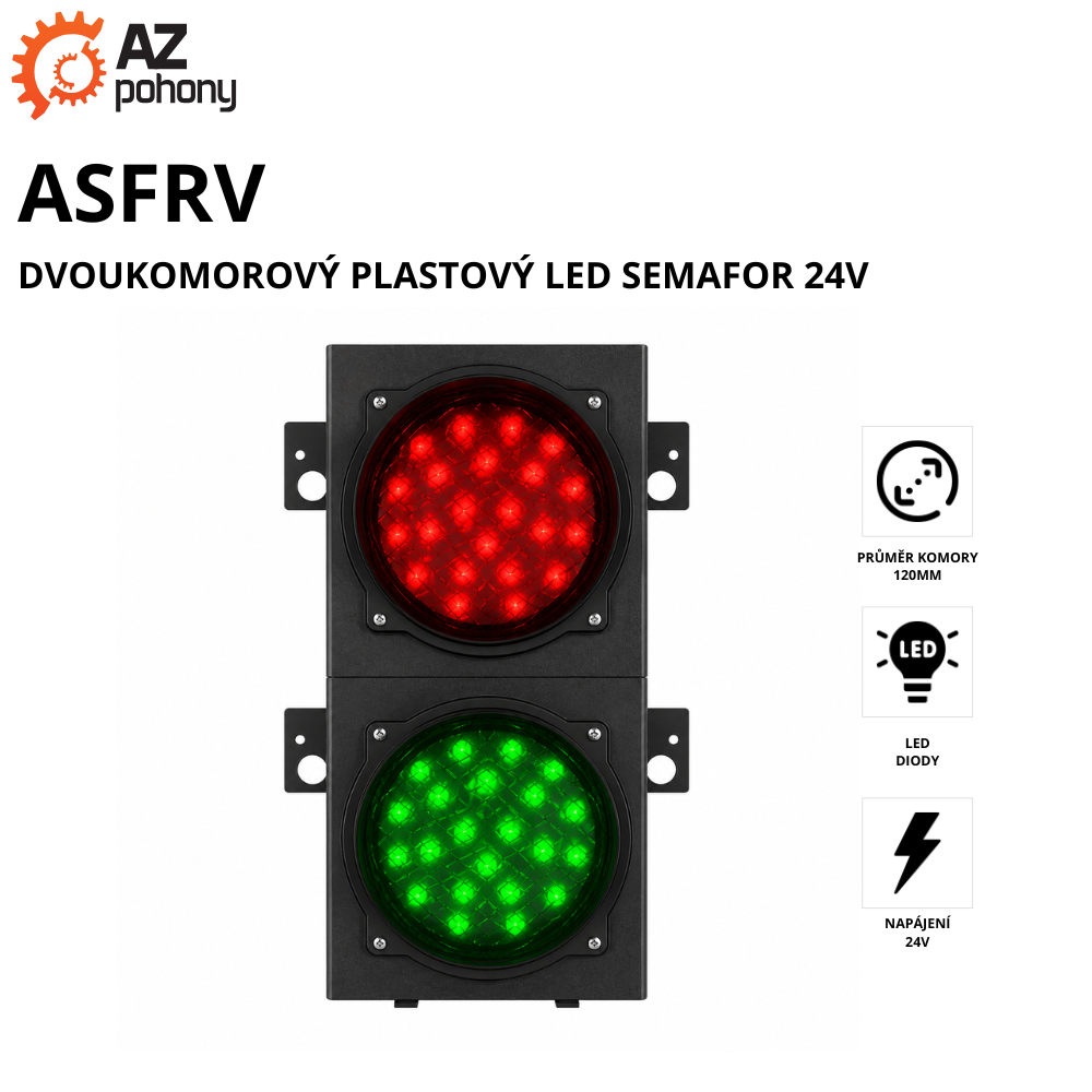 ASFRV - dvoukomorový plastový LED semafor 24V