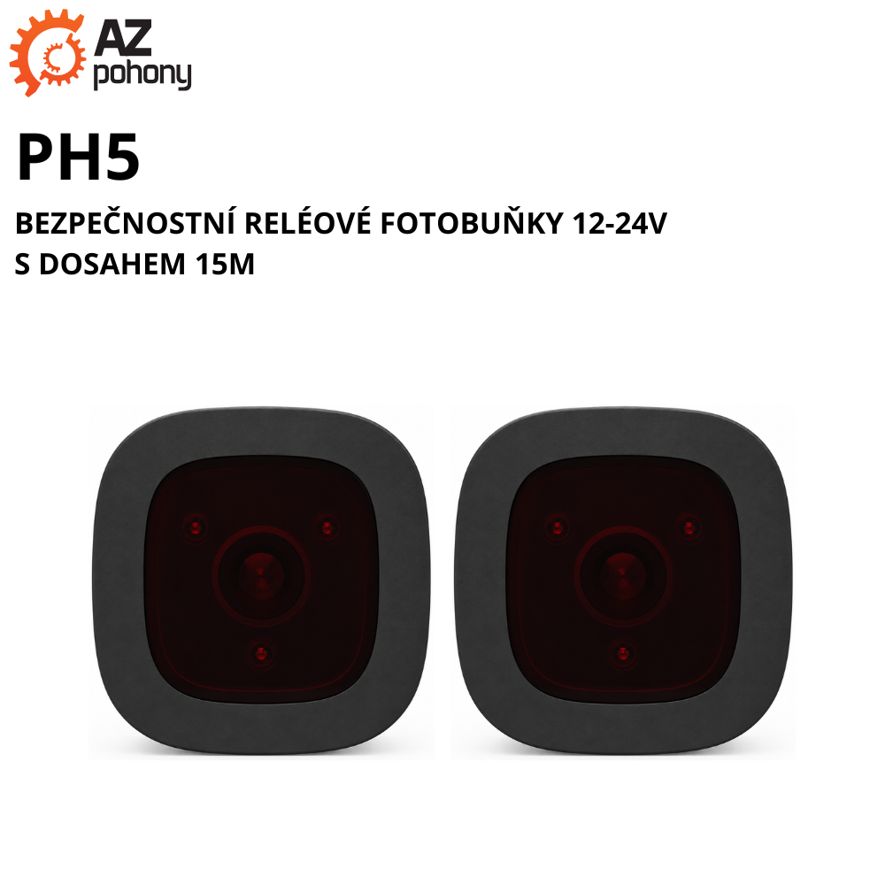 PH5 - bezpečnostní reléové fotobuňky 12-24V s dosahem 15m