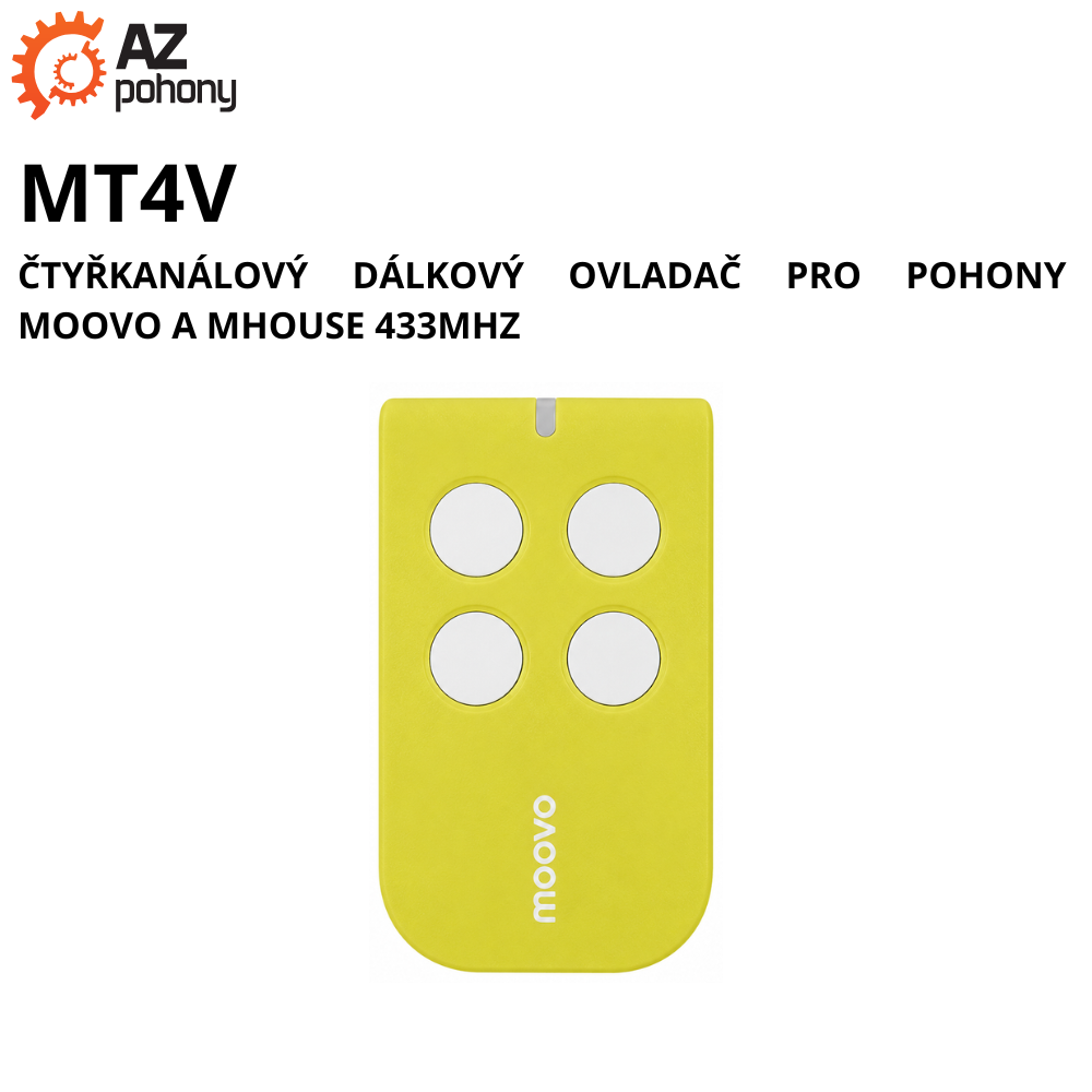 MT4V - čtyřkanálový dálkový ovladač pro pohony Moovo a MHouse 433MHz