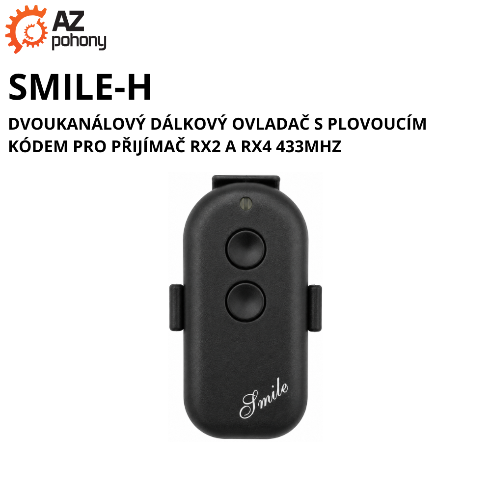 SMILE-H - dvoukanálový dálkový ovladač s plovoucím kódem pro přijímač RX2 a RX4 433MHz