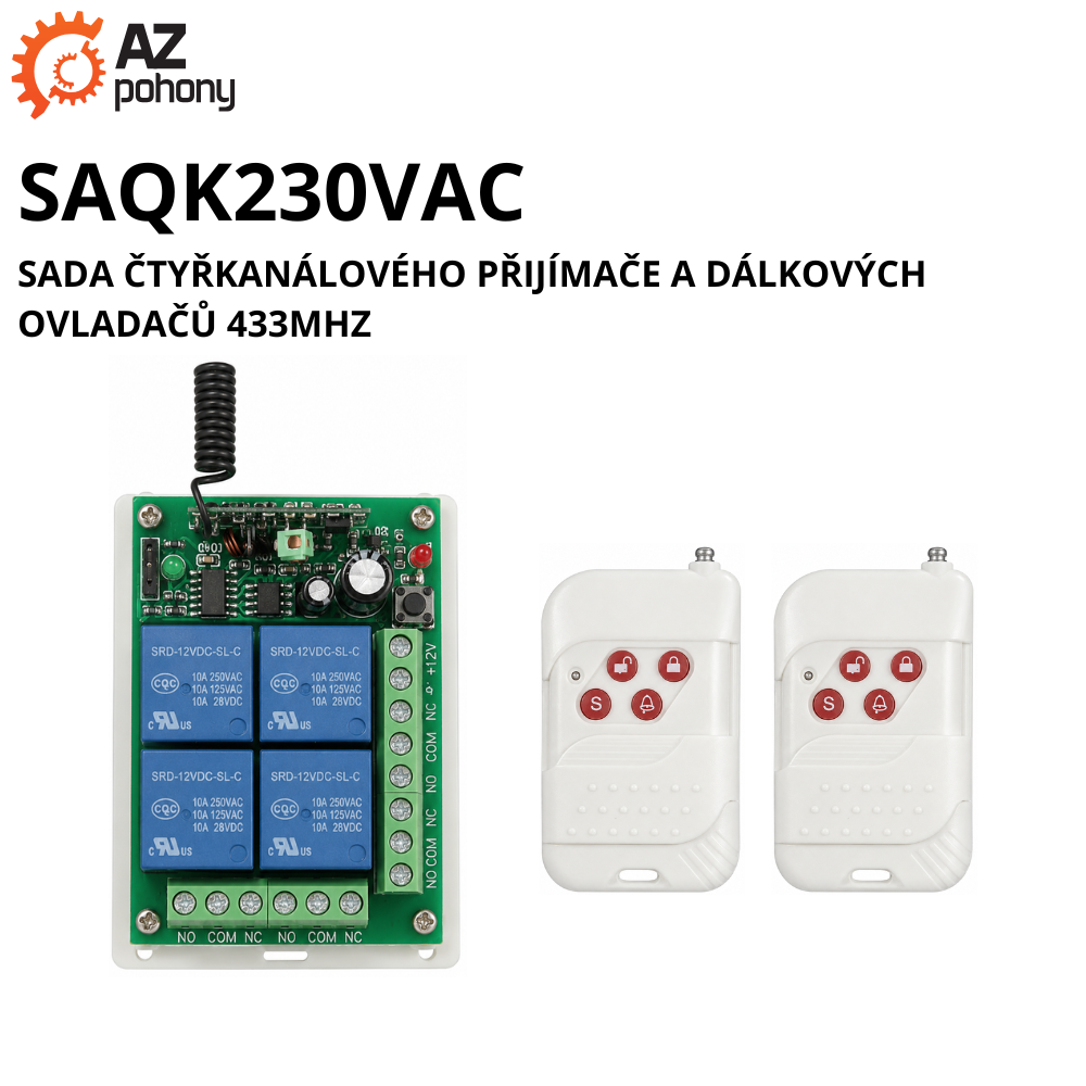SAQK230VAC - sada čtyřkanálového přijímače a dálkových ovladačů 433MHz