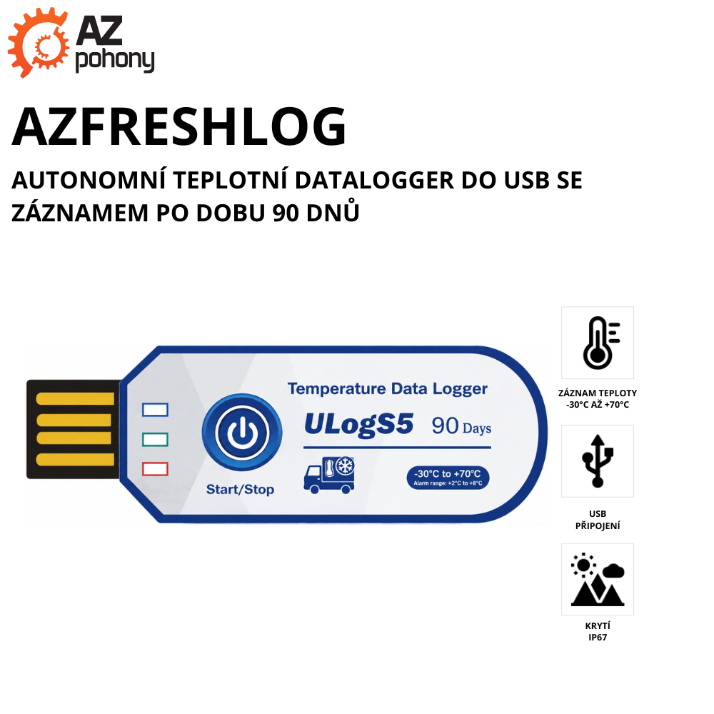 AZFRESHLOG - autonomní teplotní datalogger do USB se záznamem po dobu 90 dnů